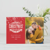 メリークリスマスハッピーニューイヤー雪片写真 シーズンカード (スタンド正面)