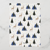 メリークリスマスハッピーニューイヤー青い木と鹿 箔シーズンカード (裏面)