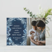 メリークリスマスハッピーニューイヤー青い水色ホール シーズンカード (スタンド正面)