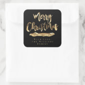 メリークリスマスハッピーニューイヤー黒と金ゴールド スクエアシール (バッグ)
