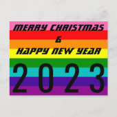 メリークリスマスハッピーニューイヤー2023レインボフラッグ シーズンポストカード (正面)