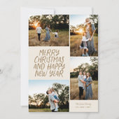 メリークリスマスハッピーニューイヤー4フォトコラージュ シーズンカード (正面)