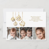 メリークリスマスハッピーニューイヤー4枚の写真金ゴールド シーズンカード (正面)