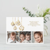 メリークリスマスハッピーニューイヤー4枚の写真金ゴールド シーズンカード (スタンド正面)