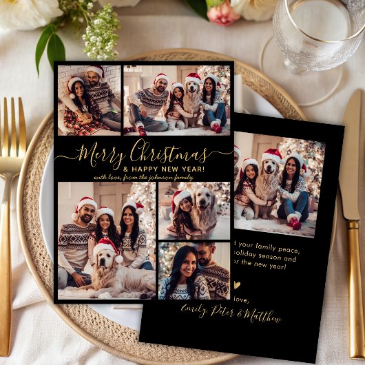 メリークリスマスハッピーニューイヤー5フォトコラージュ シーズンカード
