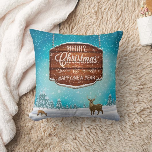 メリークリスマスハッピーニューイヤー クッション (ブランケット)