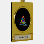 メリークリスマスハッピーニューイヤー ゴールドプレートバナーオーナメント (右)