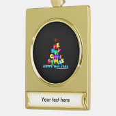 メリークリスマスハッピーニューイヤー ゴールドプレートバナーオーナメント (左)