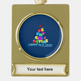 メリークリスマスハッピーニューイヤー ゴールドプレートバナーオーナメント