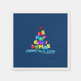 メリークリスマスハッピーニューイヤー スタンダードカクテルナプキン