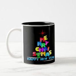 メリークリスマスハッピーニューイヤー ツートーンマグカップ