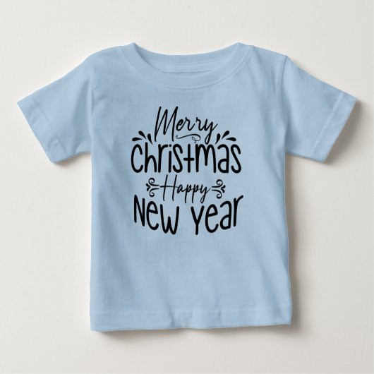 メリークリスマスハッピーニューイヤー ベビーTシャツ (正面)
