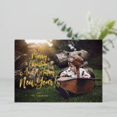 メリークリスマスハッピーニューイヤー 箔シーズンカード (立ち正面)