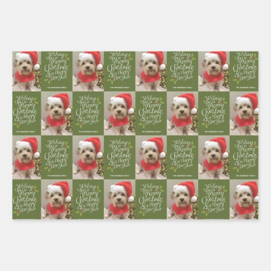 メリークリスマスハッピーニューイヤー – 1枚の写真お洒落 ラッピングペーパーシート (正面2)