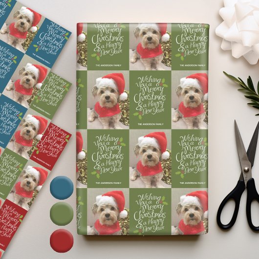 メリークリスマスハッピーニューイヤー – 1枚の写真お洒落 ラッピングペーパーシート