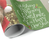 メリークリスマスハッピーニューイヤー – 1枚の写真お洒落 ラッピングペーパー (ロールコーナー)