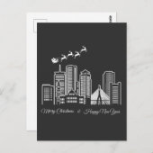 メリークリスマスハッピーニューイヤーBoston Ettマサチューセッツ ポストカード (正面/裏面)
