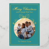 メリークリスマスハッピーニューイヤーCoquet Bow写真 箔シーズンカード (正面)