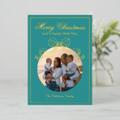 メリークリスマスハッピーニューイヤーCoquet Bow写真 箔シーズンカード (立ち正面)