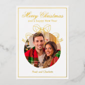 メリークリスマスハッピーニューイヤーCoquet Bow写真 箔シーズンカード (正面)