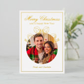 メリークリスマスハッピーニューイヤーCoquet Bow写真 箔シーズンカード (立ち正面)