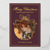 メリークリスマスハッピーニューイヤーCoquet Bow写真 箔シーズンカード (正面)