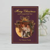 メリークリスマスハッピーニューイヤーCoquet Bow写真 箔シーズンカード (立ち正面)