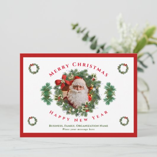 メリークリスマスハッピーニューイヤーSantaフォトカスタム シーズンカード (スタンド正面)