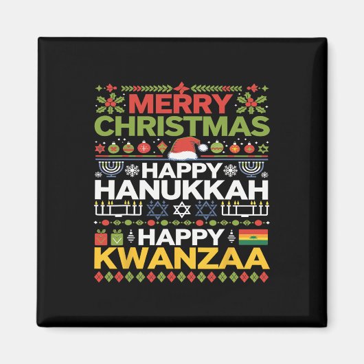 メリークリスマスハッピーハヌッカハッピークワンザ17 マグネット (正面)