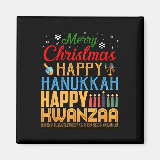 メリークリスマスハッピーハヌッカハッピークワンザ19 マグネット (正面)