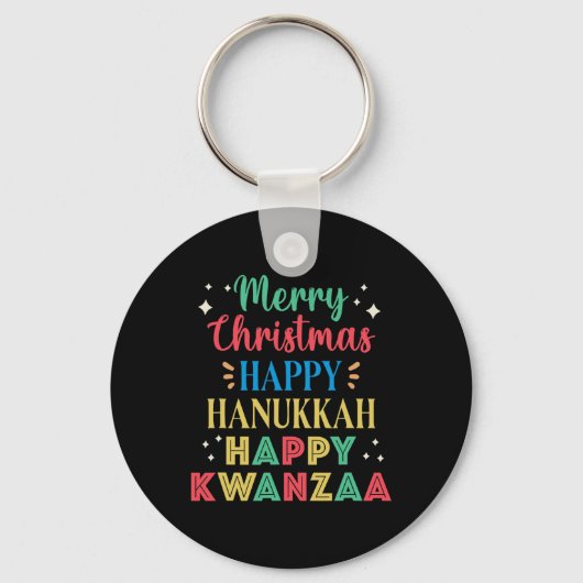 メリークリスマスハッピーハヌッカハッピークワンザ9 キーホルダー (正面)