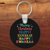 メリークリスマスハッピーハヌッカハッピークワンザ9 キーホルダー (正面)