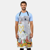 メリークリスマスハッピーバースデーオーバープリント エプロン (着用した状態)