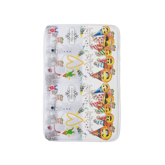 メリークリスマスハッピーバースデーシャワーマットバスルーム バスマット (正面縦)