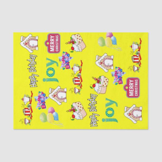 メリークリスマスハッピーバースデーティッシュペーパー 薄葉紙 (正面)