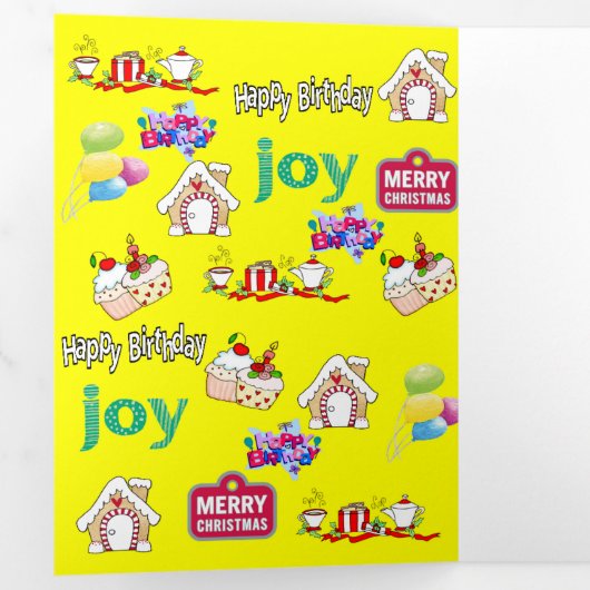 メリークリスマスハッピーバースデー三折カード 三つ折りカード (内部最初)