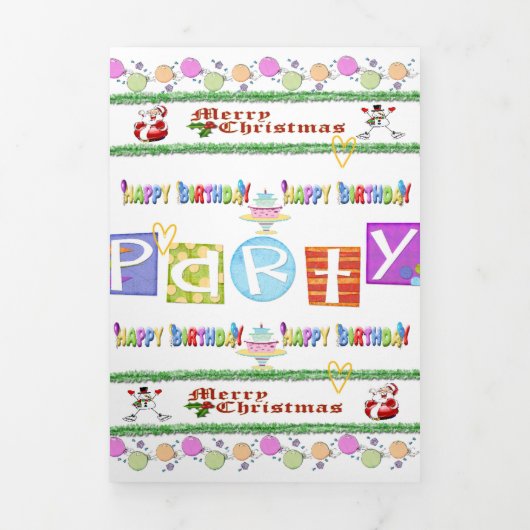 メリークリスマスハッピーバースデー三折カード 三つ折りカード (カバー)