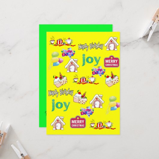 メリークリスマスハッピーバースデー招待状 招待状 (正面/裏面インサイチュ)