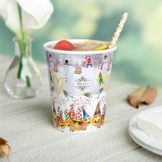 メリークリスマスハッピーバースデー紙カップ 紙コップ (インサイチュ)