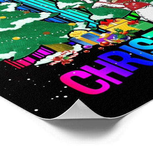 メリークリスマスハッピーファミリークリスマスツリーお祝い ポスター (角)