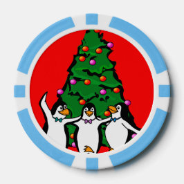 メリークリスマスハッピーペンギントランプのポーカーチップスブルー ポーカーチップ