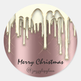 メリークリスマスハッピーホリデイズfrom金ゴールドバラドリップ ラウンドシール