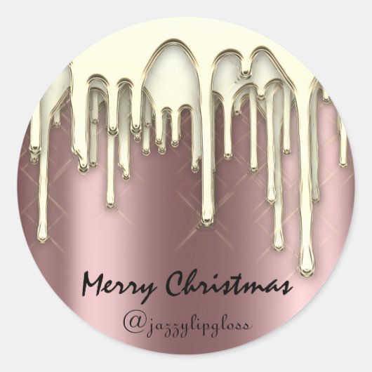 メリークリスマスハッピーホリデイズfrom金ゴールドバラドリップ ラウンドシール (正面)