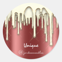 メリークリスマスハッピーホリデイズfrom金ゴールドバーガンディ ラウンドシール