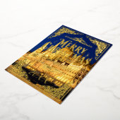 メリークリスマスハッピーホリデーズイヤーブダペスト金ゴールド 箔シーズンカード (回転した状態)