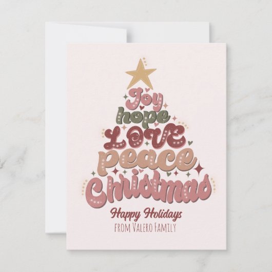 メリークリスマスハッピーホリデーズクリスマスツリーファミリー シーズンカード (正面)