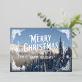 メリークリスマスハッピーホリデーズスノーウィーシルバー 箔シーズンカード (立ち正面)
