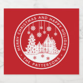 メリークリスマスハッピーホリデーズパーソナライズされた冬 スパークリングワインラベル (シングルラベル)