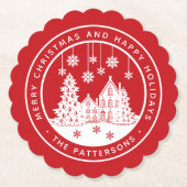 メリークリスマスハッピーホリデーズパーソナライズされた冬 ペーパーコースター (正面)