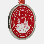 メリークリスマスハッピーホリデーズパーソナライズされた冬 メタルオーナメント (右)